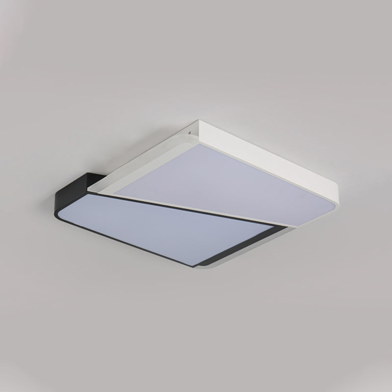 White Square Ceiling Flush Mount with Acrylic Shade Simple Style LED 18