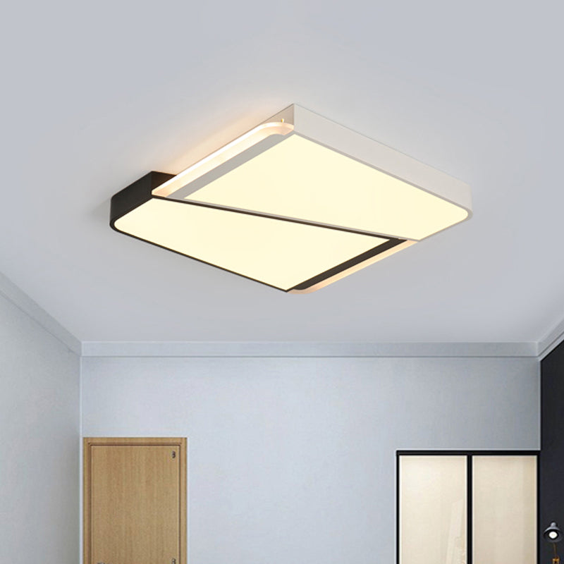 White Square Ceiling Flush Mount with Acrylic Shade Simple Style LED 18