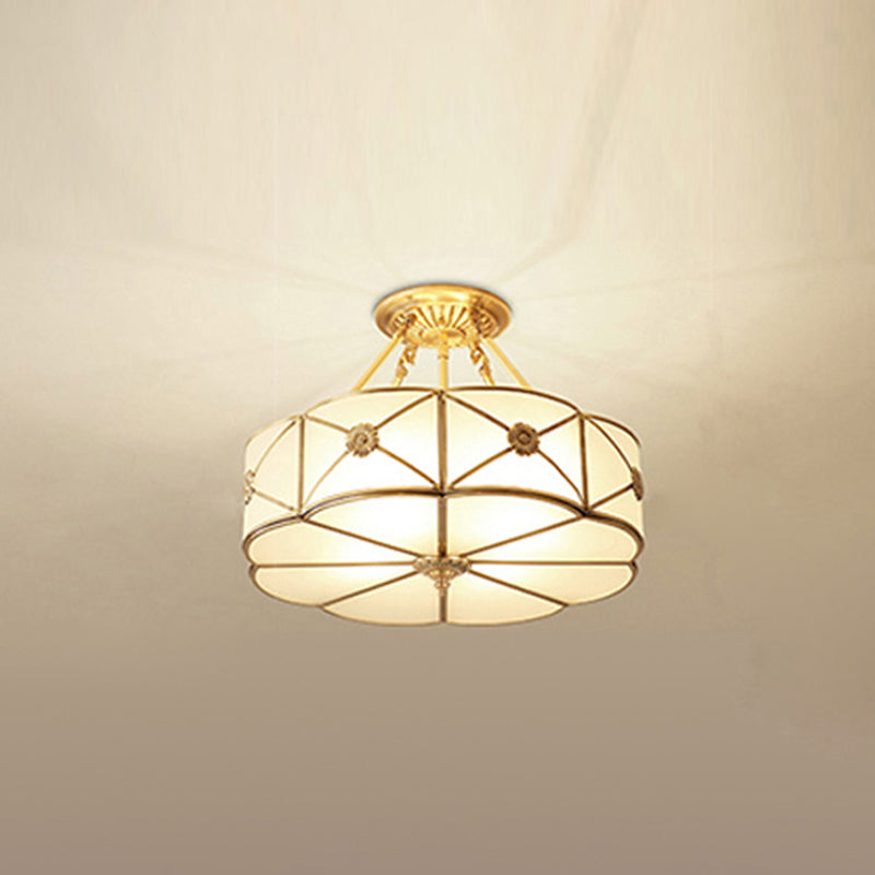 Flower Dining Room Ceiling Light Vintage Frosted White Glass Gold Chandelier Pendant Gold 18