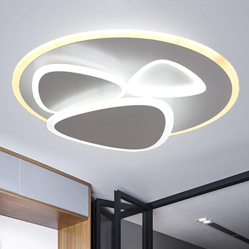 Tiered Flush Ceiling Light Modern Metal and Acrylic LED White Ceiling Flush in White/Warm Light, 19.5