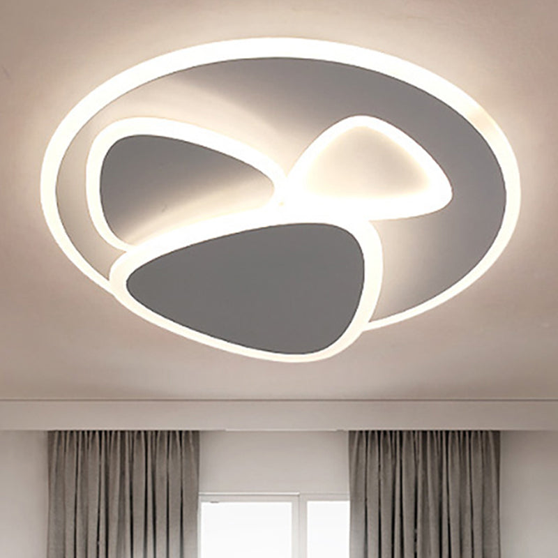 Tiered Flush Ceiling Light Modern Metal and Acrylic LED White Ceiling Flush in White/Warm Light, 19.5