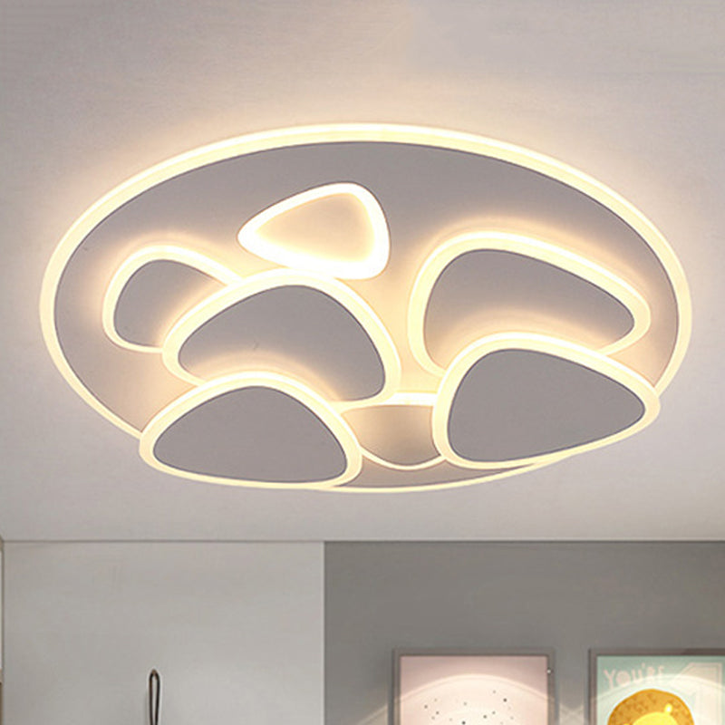 Tiered Flush Ceiling Light Modern Metal and Acrylic LED White Ceiling Flush in White/Warm Light, 19.5