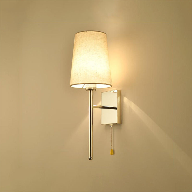 Tapered Wall Sconce Lighting Modernism Fabric LED Wall Mount Light in Chrome for Bedside Clearhalo 'Modern wall lights' 'Modern' 'Wall Lamps & Sconces' 'Wall Lights' Lighting' 241869