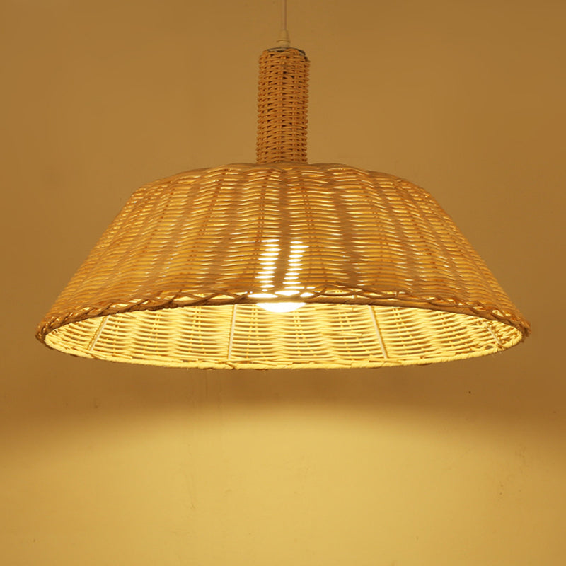 Country Style Hand-Woven Pendant Lighting with Barn Shade Rattan 15