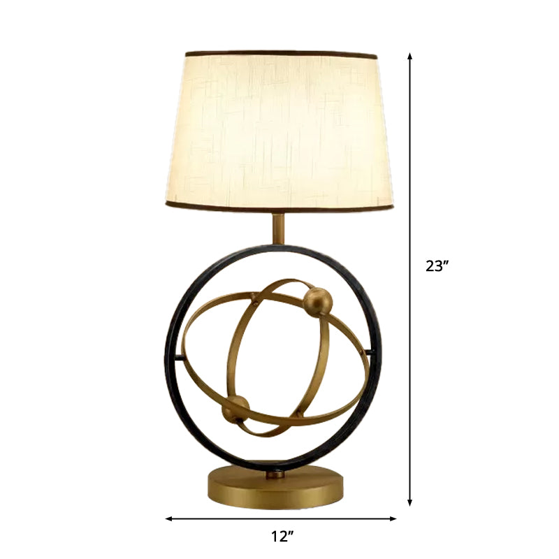 1-Light Bedroom Night Lamp Contemporary Bronze Fabric Table Light with Round Metal Base Clearhalo 'Lamps' 'Table Lamps' Lighting' 2422252