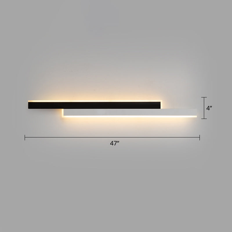 Black-White Linear LED Wall Light Minimalist Metal Flush Mount Wall Sconce for Corridor Black-White 47