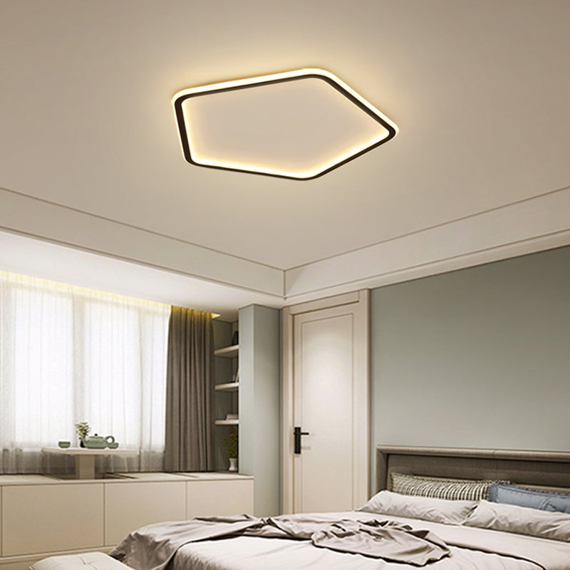 Minimalist Pentagon Ultrathin Ceiling Light Aluminum Bedroom LED Flush Mount Light in Black Clearhalo 'Ceiling Lights' 'Close To Ceiling Lights' 'Close to ceiling' 'Flush mount' Lighting' 2422740