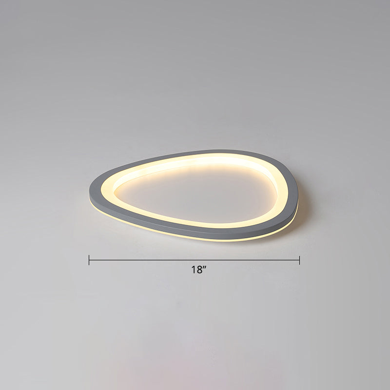 Dark Grey Droplet Shaped Flushmount Nordic Acrylic LED Ultrathin Ceiling Flush Light Dark Gray 18