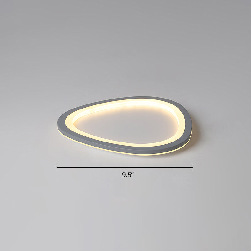 Dark Grey Droplet Shaped Flushmount Nordic Acrylic LED Ultrathin Ceiling Flush Light Dark Gray 9.5