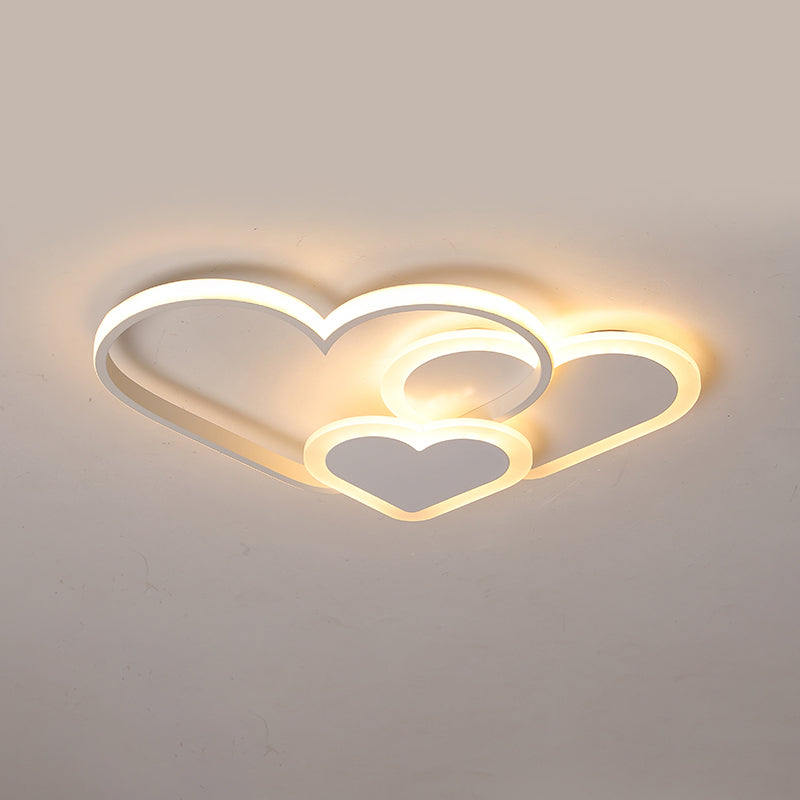 Loving Heart Ceiling Flush Mount Contemporary Acrylic Bedroom LED Flush Light Fixture White 16.5