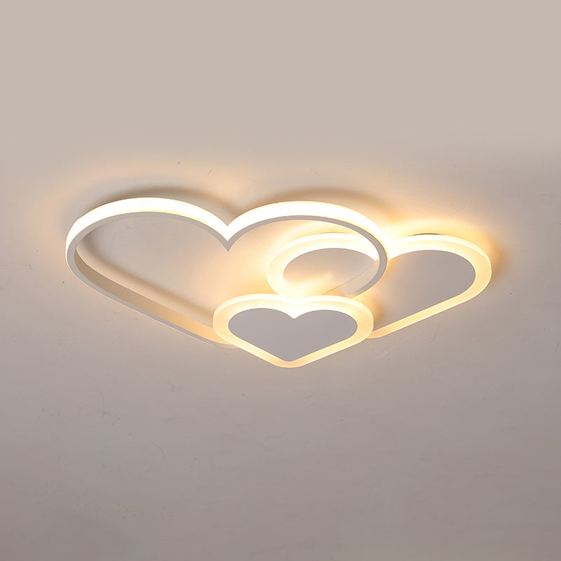 Loving Heart Ceiling Flush Mount Contemporary Acrylic Bedroom LED Flush Light Fixture White 20.5