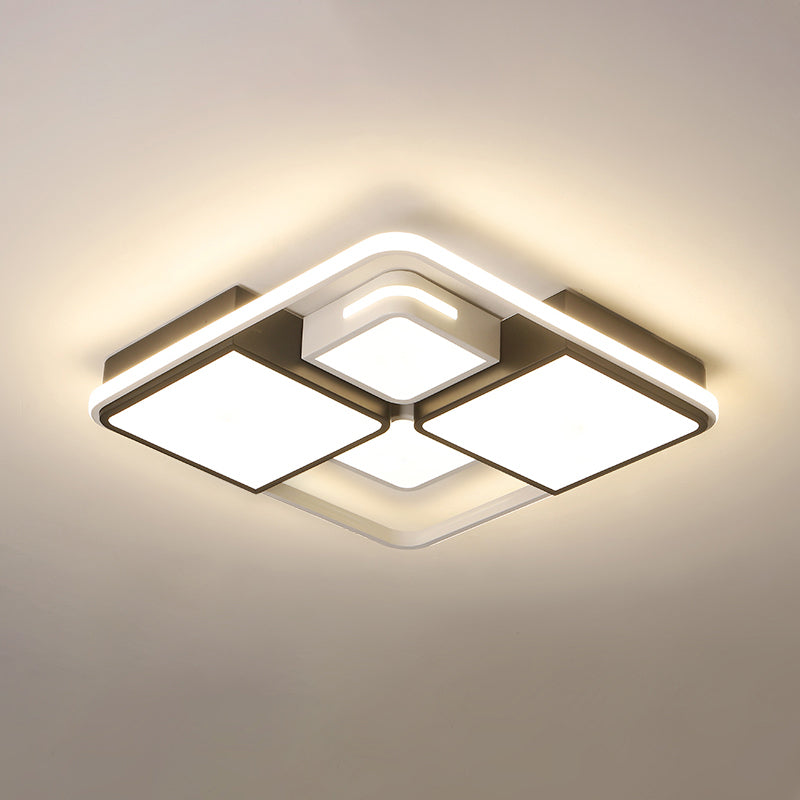 Quadrilateral Living Room Ceiling Light Acrylic Contemporary LED Flush Mount in Black-White White 16