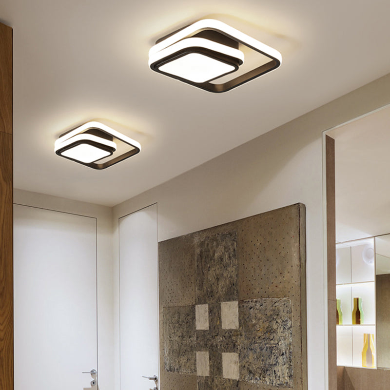 Aluminum Square Led Flush Mount Ceiling Fixture Modern Black Finish Flush Light for Foyer Clearhalo 'Ceiling Lights' 'Close To Ceiling Lights' 'Close to ceiling' 'Flush mount' Lighting' 2422980