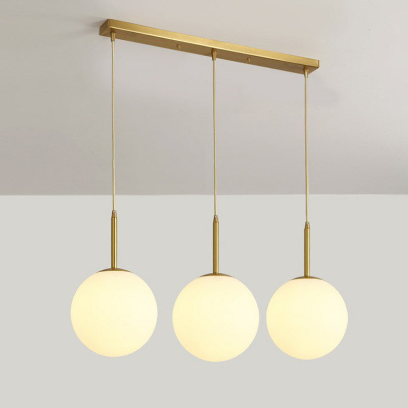 Sphere Opal Glass Multiple Lamp Pendant Minimalism 3-Bulb Gold Pendulum Light for Dining Room Gold 23.5