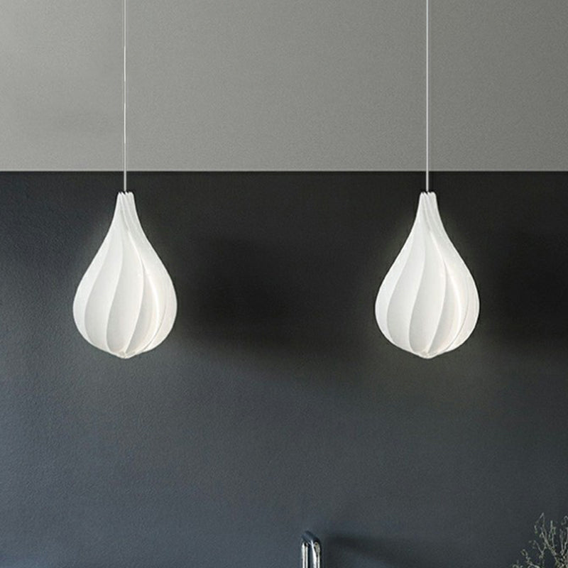 White Drop Shaped Pendulum Light Decorative 1 Bulb Plastic Pendant Lamp for Living Room White Clearhalo 'Ceiling Lights' 'Pendant Lights' 'Pendants' Lighting' 2423201