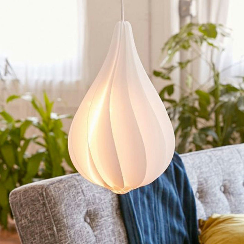 White Drop Shaped Pendulum Light Decorative 1 Bulb Plastic Pendant Lamp for Living Room Clearhalo 'Ceiling Lights' 'Pendant Lights' 'Pendants' Lighting' 2423203