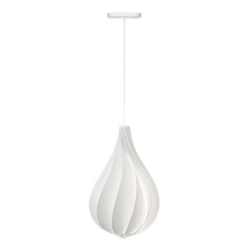 White Drop Shaped Pendulum Light Decorative 1 Bulb Plastic Pendant Lamp for Living Room Clearhalo 'Ceiling Lights' 'Pendant Lights' 'Pendants' Lighting' 2423205