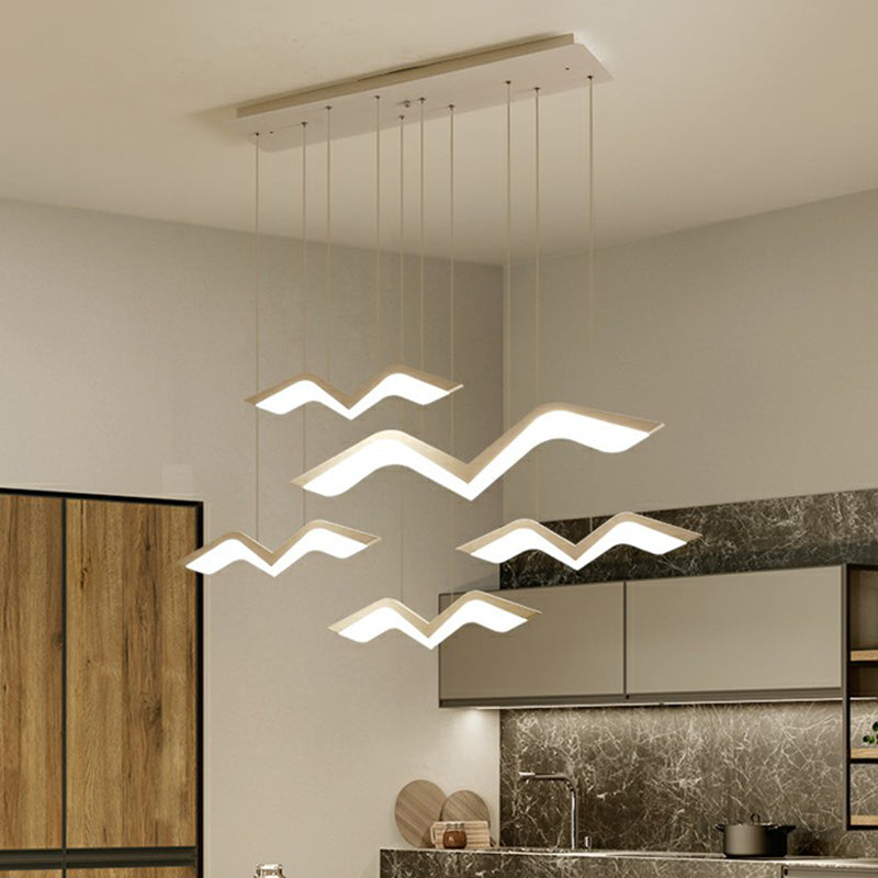 White Gull Shaped Cluster Pendant Nordic LED Acrylic Ceiling Hang Light over Dining Table Clearhalo 'Ceiling Lights' 'Pendant Lights' 'Pendants' Lighting' 2423215