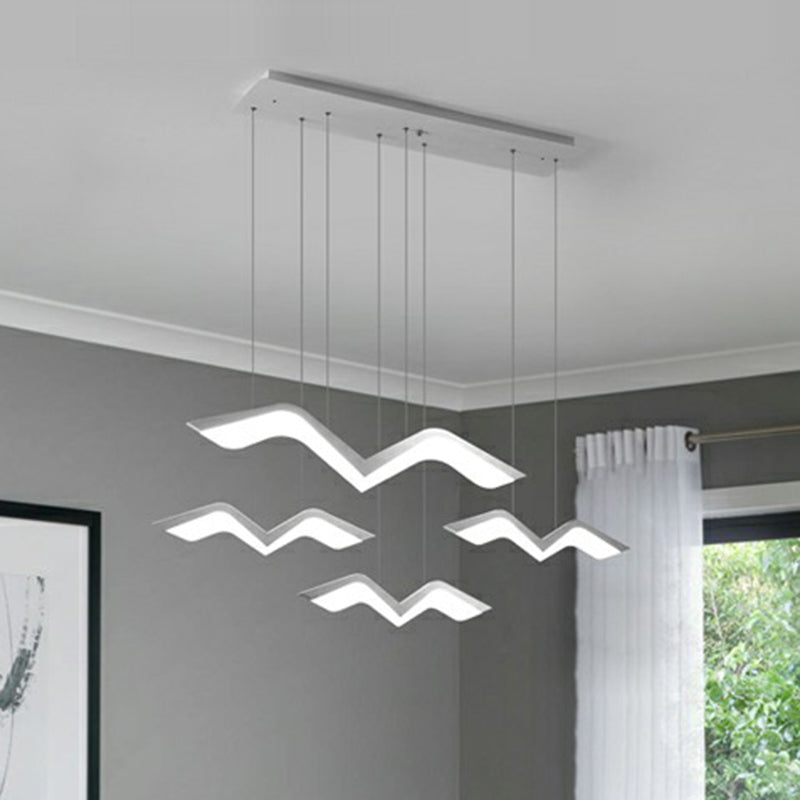 White Gull Shaped Cluster Pendant Nordic LED Acrylic Ceiling Hang Light over Dining Table Clearhalo 'Ceiling Lights' 'Pendant Lights' 'Pendants' Lighting' 2423217