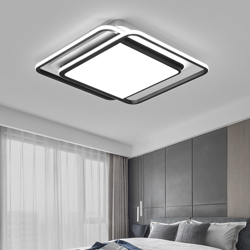 Square Shaped Flushmount Lighting Modern Aluminum Bedroom LED Ceiling Flush Light in Black Clearhalo 'Ceiling Lights' 'Close To Ceiling Lights' 'Close to ceiling' 'Flush mount' Lighting' 2423284