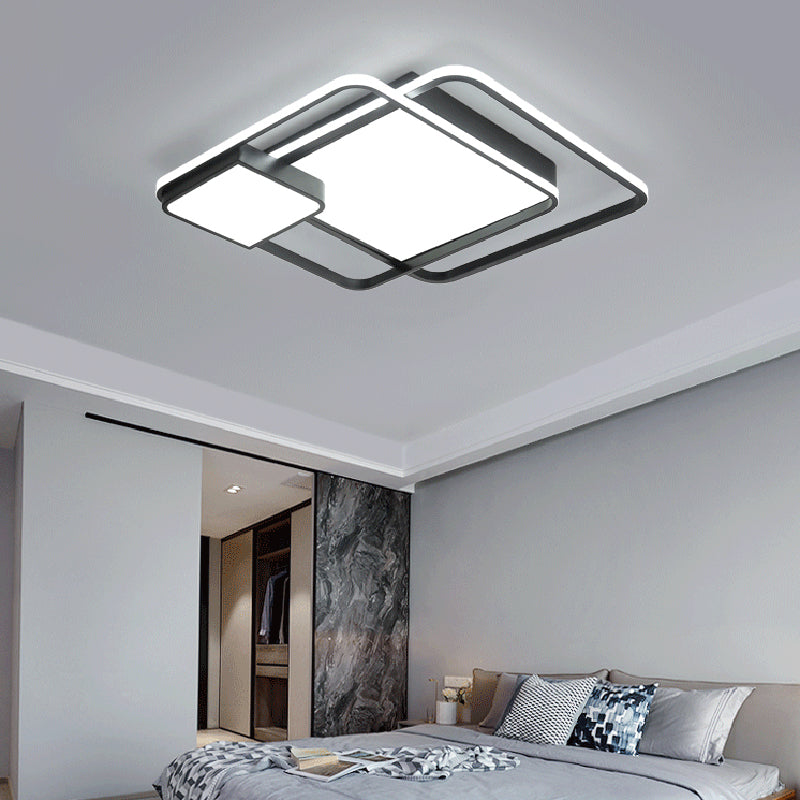 Square Acrylic Ceiling Light Fixture Minimalism Black LED Flush Mount Lighting for Bedroom Clearhalo 'Ceiling Lights' 'Close To Ceiling Lights' 'Close to ceiling' 'Flush mount' Lighting' 2423295