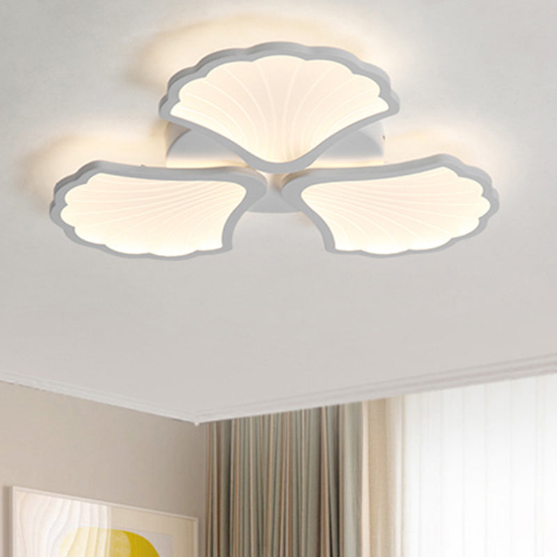 Acrylic Ginkgo Leaf Ceiling Lighting Modern White LED Flush Mount Light for Living Room 3 White Clearhalo 'Ceiling Lights' 'Close To Ceiling Lights' 'Close to ceiling' 'Flush mount' Lighting' 2423300