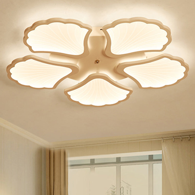 Acrylic Ginkgo Leaf Ceiling Lighting Modern White LED Flush Mount Light for Living Room 5 White Clearhalo 'Ceiling Lights' 'Close To Ceiling Lights' 'Close to ceiling' 'Flush mount' Lighting' 2423302