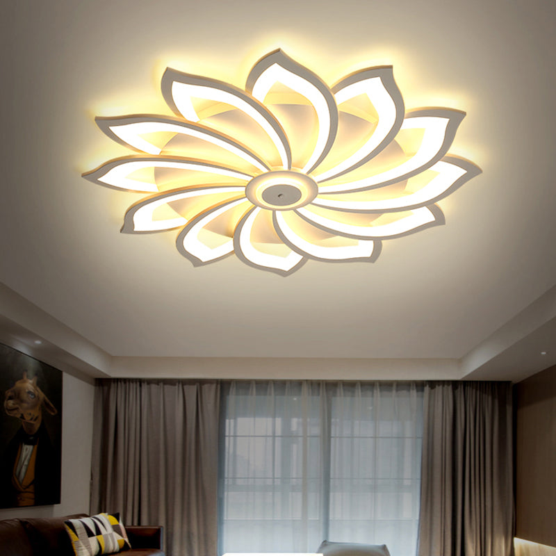 Simplicity Sunflower Ceiling Light Fixture Metal Living Room LED Flush Mount Fixture in White Clearhalo 'Ceiling Lights' 'Close To Ceiling Lights' 'Close to ceiling' 'Flush mount' Lighting' 2423306