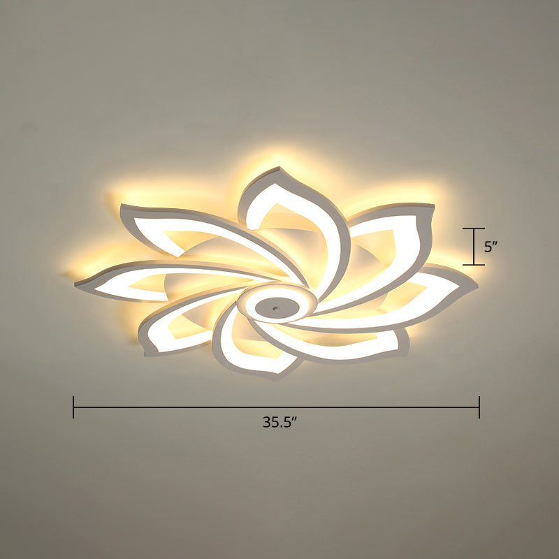 Simplicity Sunflower Ceiling Light Fixture Metal Living Room LED Flush Mount Fixture in White 8 White Warm Clearhalo 'Ceiling Lights' 'Close To Ceiling Lights' 'Close to ceiling' 'Flush mount' Lighting' 2423310