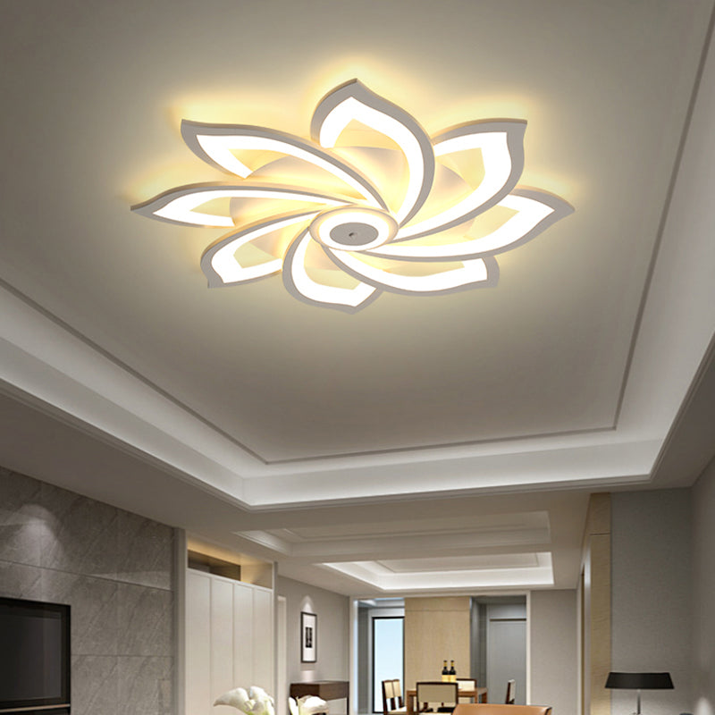 Simplicity Sunflower Ceiling Light Fixture Metal Living Room LED Flush Mount Fixture in White Clearhalo 'Ceiling Lights' 'Close To Ceiling Lights' 'Close to ceiling' 'Flush mount' Lighting' 2423315