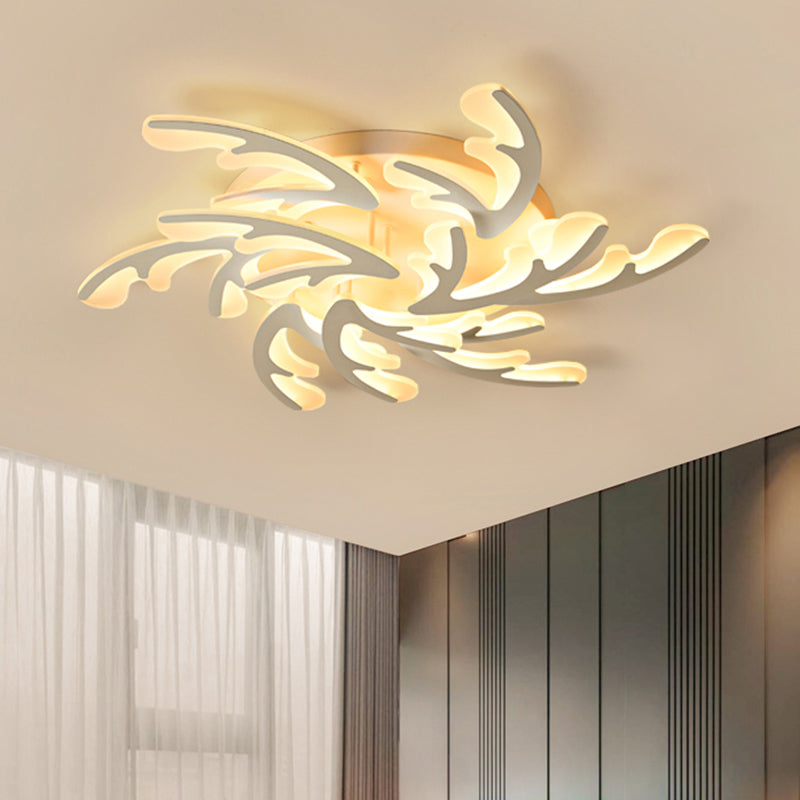 Nordic Antler LED Flush Mount Lighting Acrylic Bedroom Ceiling Mounted Light in White Clearhalo 'Ceiling Lights' 'Close To Ceiling Lights' 'Close to ceiling' 'Flush mount' Lighting' 2423344