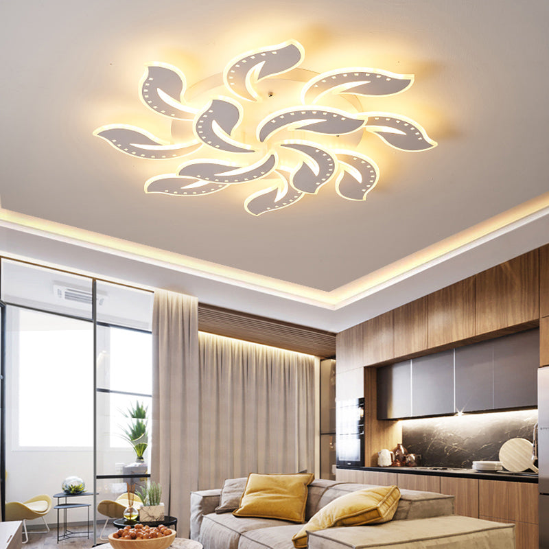 Leaf Shaped Flush Mount Light Fixture Modernism Acrylic White LED Ceiling Lamp for Living Room Clearhalo 'Ceiling Lights' 'Close To Ceiling Lights' 'Close to ceiling' 'Flush mount' Lighting' 2423347