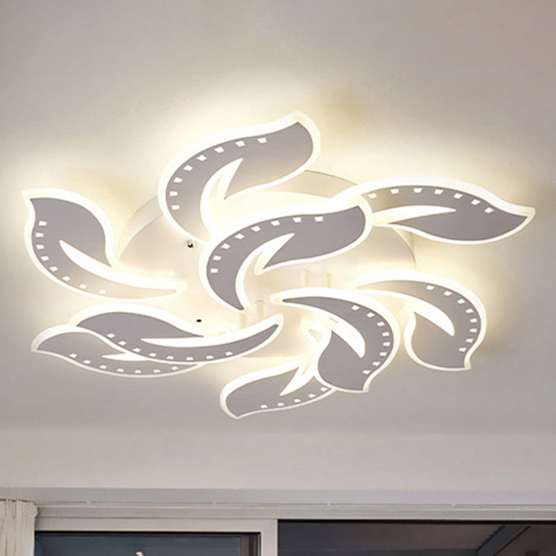 Leaf Shaped Flush Mount Light Fixture Modernism Acrylic White LED Ceiling Lamp for Living Room 9 White Clearhalo 'Ceiling Lights' 'Close To Ceiling Lights' 'Close to ceiling' 'Flush mount' Lighting' 2423351