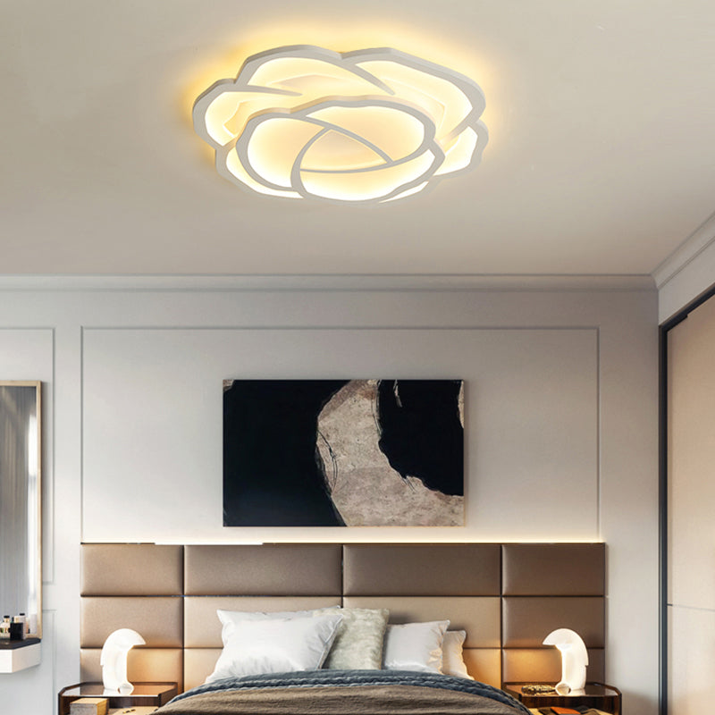 White Rose Flushmount Lighting Minimalistic Acrylic Surface Mounted Led Ceiling Light for Bedroom Clearhalo 'Ceiling Lights' 'Close To Ceiling Lights' 'Close to ceiling' 'Flush mount' Lighting' 2423368