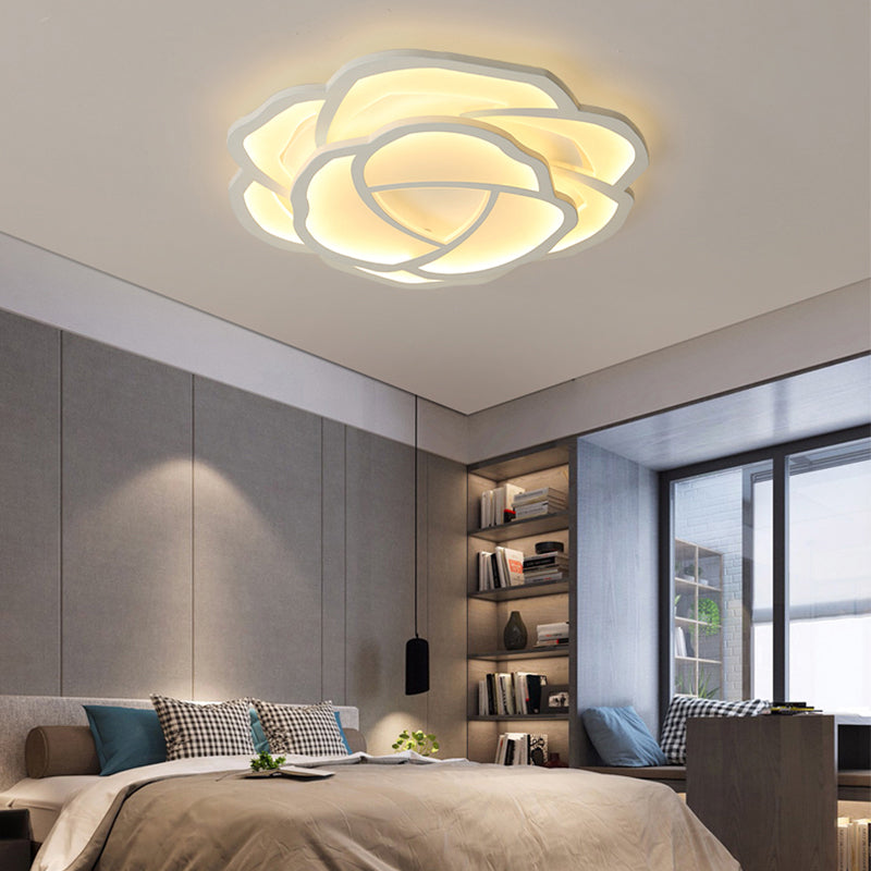 White Rose Flushmount Lighting Minimalistic Acrylic Surface Mounted Led Ceiling Light for Bedroom Clearhalo 'Ceiling Lights' 'Close To Ceiling Lights' 'Close to ceiling' 'Flush mount' Lighting' 2423371