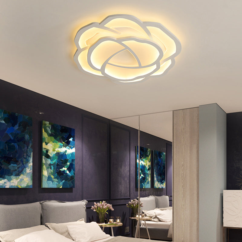 White Rose Flushmount Lighting Minimalistic Acrylic Surface Mounted Led Ceiling Light for Bedroom Clearhalo 'Ceiling Lights' 'Close To Ceiling Lights' 'Close to ceiling' 'Flush mount' Lighting' 2423373