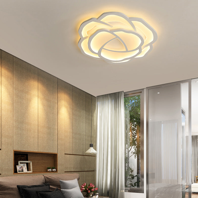 White Rose Flushmount Lighting Minimalistic Acrylic Surface Mounted Led Ceiling Light for Bedroom Clearhalo 'Ceiling Lights' 'Close To Ceiling Lights' 'Close to ceiling' 'Flush mount' Lighting' 2423375