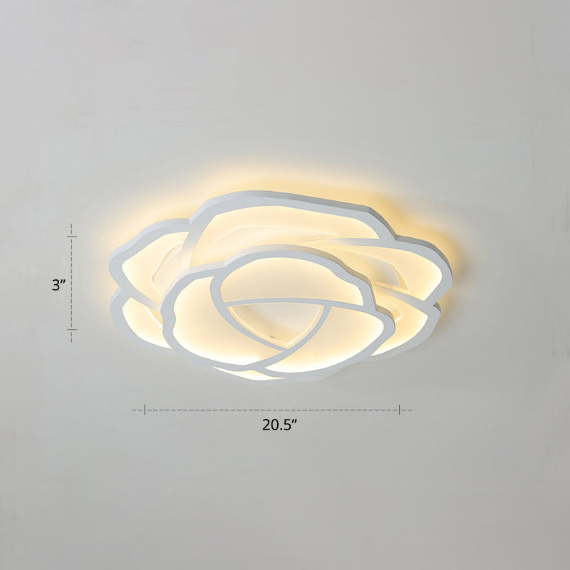 White Rose Flushmount Lighting Minimalistic Acrylic Surface Mounted Led Ceiling Light for Bedroom White 20.5