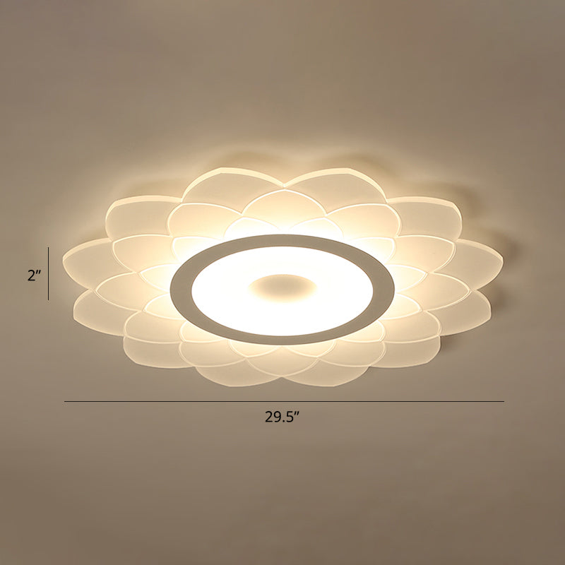 Acrylic Sunflower Flushmount Ceiling Lamp Simplicity White Flush Mount Led Light for Bedroom White 29.5