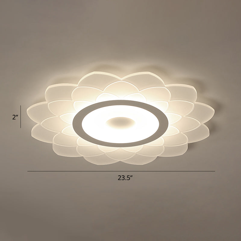 Acrylic Sunflower Flushmount Ceiling Lamp Simplicity White Flush Mount Led Light for Bedroom White 23.5