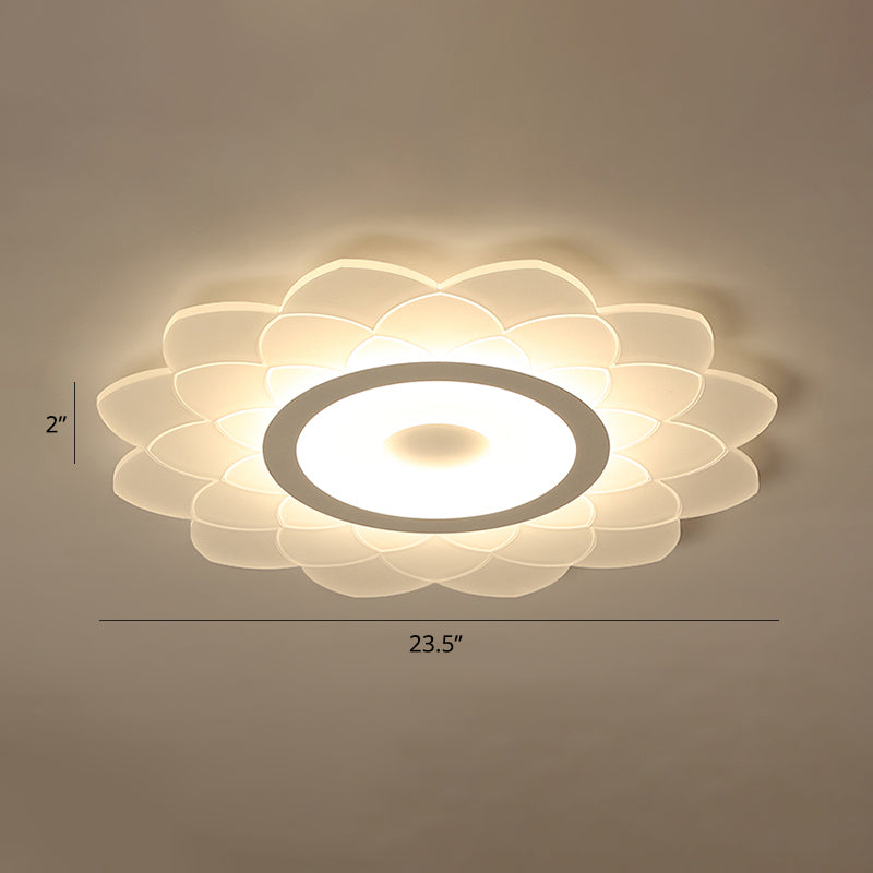 Acrylic Sunflower Flushmount Ceiling Lamp Simplicity White Flush Mount Led Light for Bedroom White 23.5