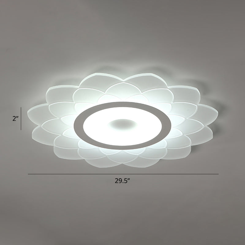 Acrylic Sunflower Flushmount Ceiling Lamp Simplicity White Flush Mount Led Light for Bedroom White 29.5