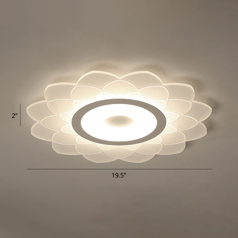 Acrylic Sunflower Flushmount Ceiling Lamp Simplicity White Flush Mount Led Light for Bedroom White 19.5