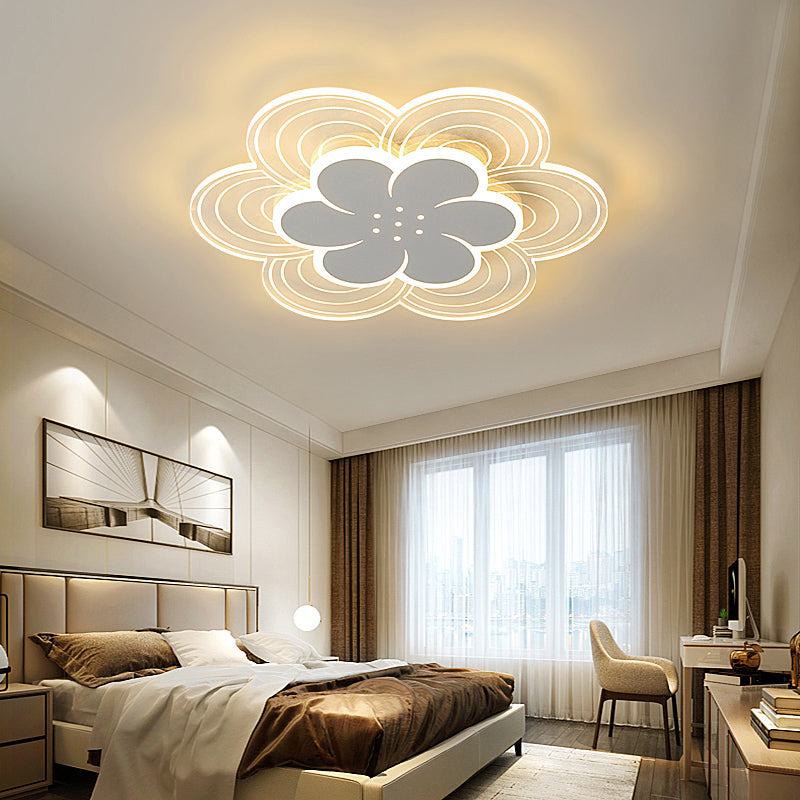 Flower Acrylic Led Flush Mount Simple Style White Ceiling Mount Light Fixture for Bedroom Clearhalo 'Ceiling Lights' 'Close To Ceiling Lights' 'Close to ceiling' 'Flush mount' Lighting' 2423415