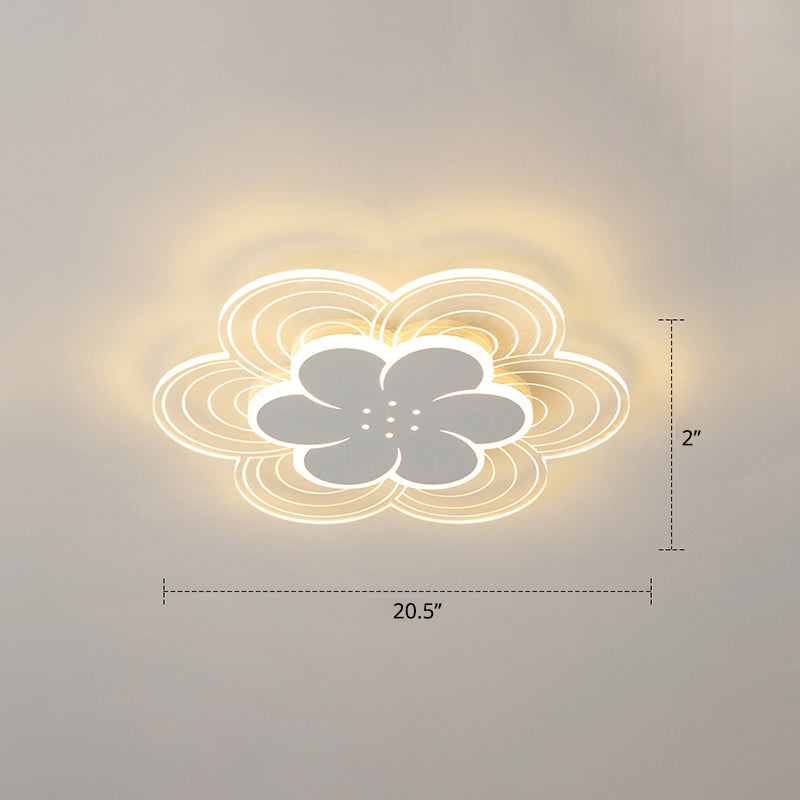 Flower Acrylic Led Flush Mount Simple Style White Ceiling Mount Light Fixture for Bedroom White 20.5