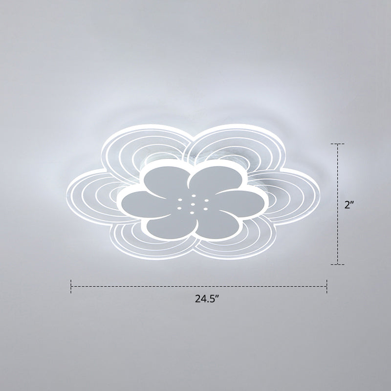 Flower Acrylic Led Flush Mount Simple Style White Ceiling Mount Light Fixture for Bedroom White 24.5