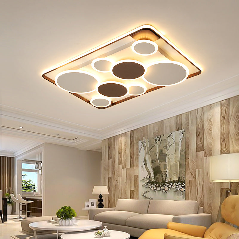 Metal Circles Flush Mount Light Novelty Nordic Coffee LED Ceiling Lighting for Living Room Clearhalo 'Ceiling Lights' 'Close To Ceiling Lights' 'Close to ceiling' 'Flush mount' Lighting' 2423477