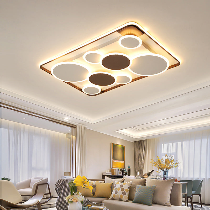 Metal Circles Flush Mount Light Novelty Nordic Coffee LED Ceiling Lighting for Living Room Clearhalo 'Ceiling Lights' 'Close To Ceiling Lights' 'Close to ceiling' 'Flush mount' Lighting' 2423478