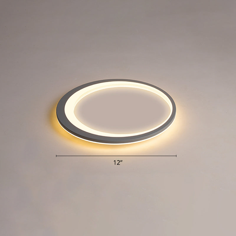 Nordic Ultrathin Flush Mount Led Light Acrylic Bedroom Ceiling Light Fixture in Grey-White Gray-White 12