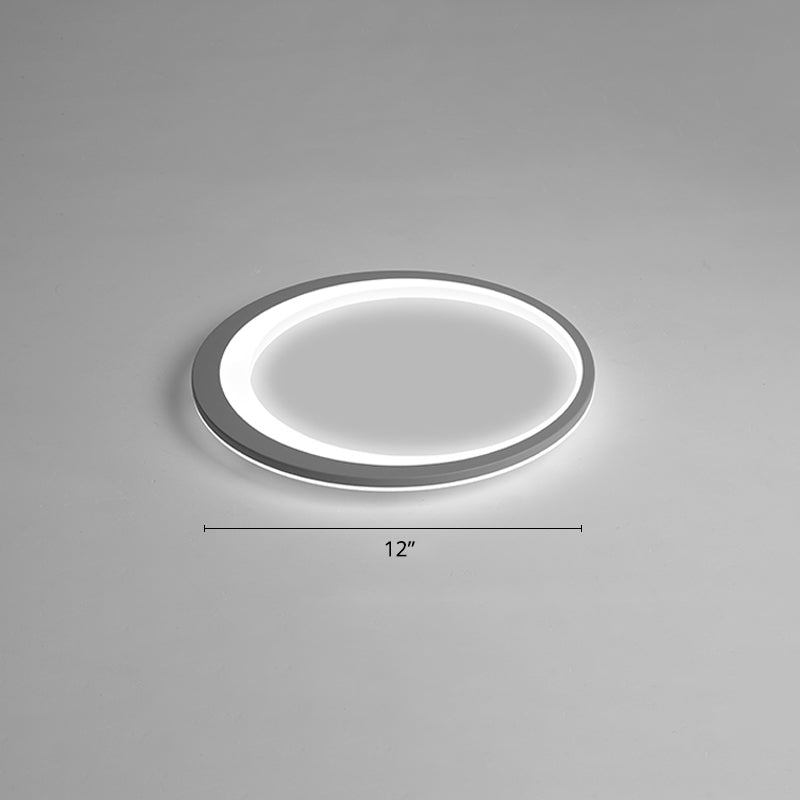 Nordic Ultrathin Flush Mount Led Light Acrylic Bedroom Ceiling Light Fixture in Grey-White Gray-White 12